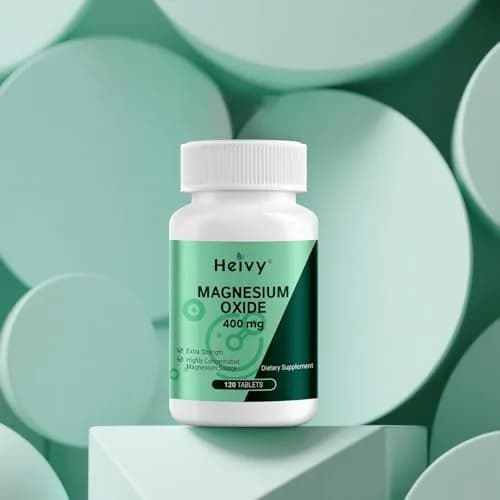 Heivy Magnesium Oxide 400mg | Vegan Mineral Supplement for Muscle Recovery & Relaxation in USA (120 Tablets x 2 Bottles) thumbnail 7