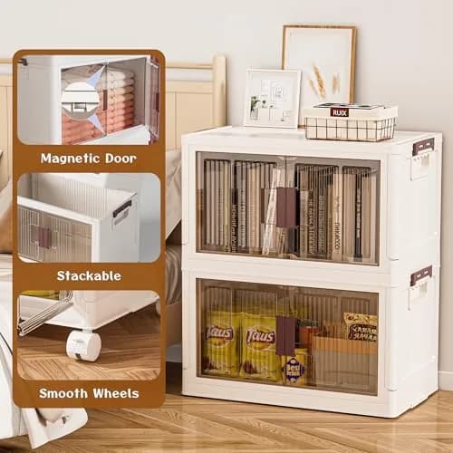 Rimulux 60GAL/240QT 4 Tier Large Stackable Storage Bins with Lid & Wheels | Collapsible Plastic Baskets for Clothes, Home & Office thumbnail 5