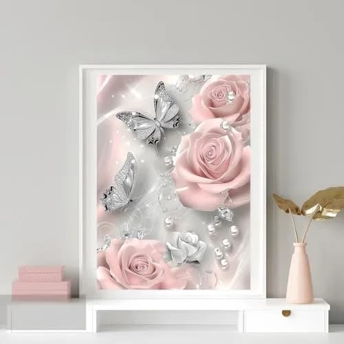BYGFHLYW 5D Butterfly Rose Flower Diamond Painting Kit 12x16 inches (30x40 cm) | Full Drill Gem Art for Adults thumbnail 2