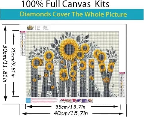 BYGFHLYW 5D Sunflower Diamond Painting Kit 30x40cm (12x16 inches) | Full Drill Art for Adults & Family thumbnail 6
