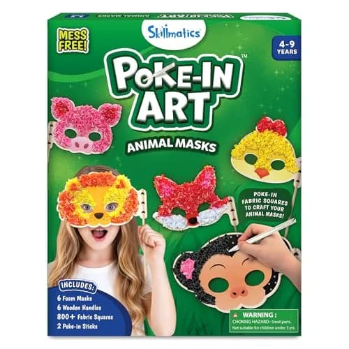 Skillmatics Poke-in Art Animal Masks Wood Craft Kit | Ages 4-9, Mess-Free Fun, Fine Motor Skills, Screen-Free, Travel Activity thumbnail 1