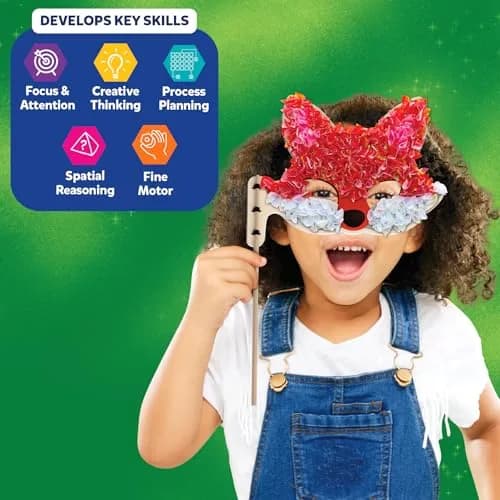 Skillmatics Poke-in Art Animal Masks Wood Craft Kit | Ages 4-9, Mess-Free Fun, Fine Motor Skills, Screen-Free, Travel Activity thumbnail 5
