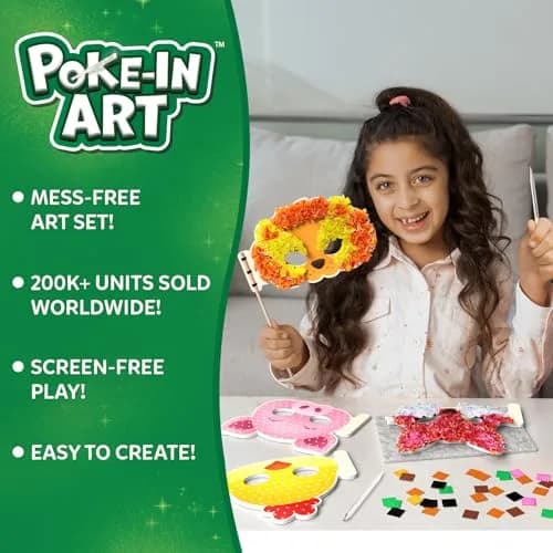 Skillmatics Poke-in Art Animal Masks Wood Craft Kit | Ages 4-9, Mess-Free Fun, Fine Motor Skills, Screen-Free, Travel Activity thumbnail 2