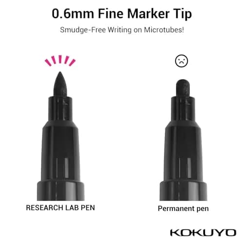 KOKUYO Alcohol Resistant Laboratory Markers 3 Black & 2 Red | Fine Point, 0.6mm, Japan Import thumbnail 4