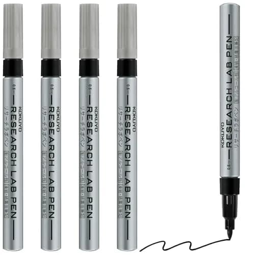 KOKUYO Alcohol Resistant Laboratory Markers, 5 Black Permanent Freezer Lab Pens with 0.6mm Fine Point Tip | Smudge-Proof & Chemical-Resistant thumbnail 1