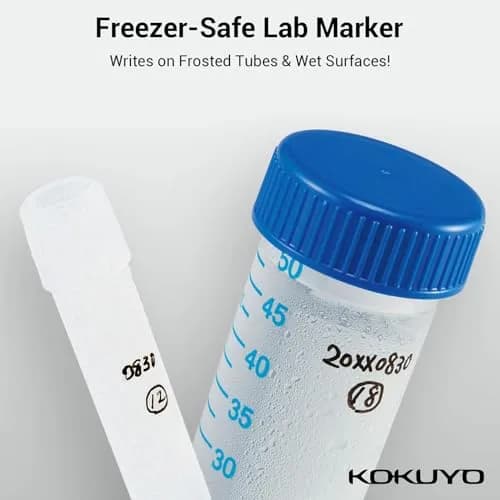 KOKUYO Alcohol Resistant Laboratory Markers, 5 Black Permanent Freezer Lab Pens with 0.6mm Fine Point Tip | Smudge-Proof & Chemical-Resistant thumbnail 5
