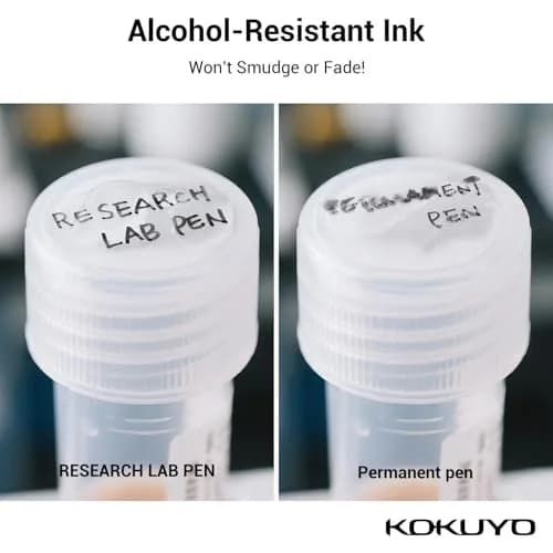 KOKUYO Alcohol Resistant Laboratory Markers, 5 Black Permanent Freezer Lab Pens with 0.6mm Fine Point Tip | Smudge-Proof & Chemical-Resistant thumbnail 3