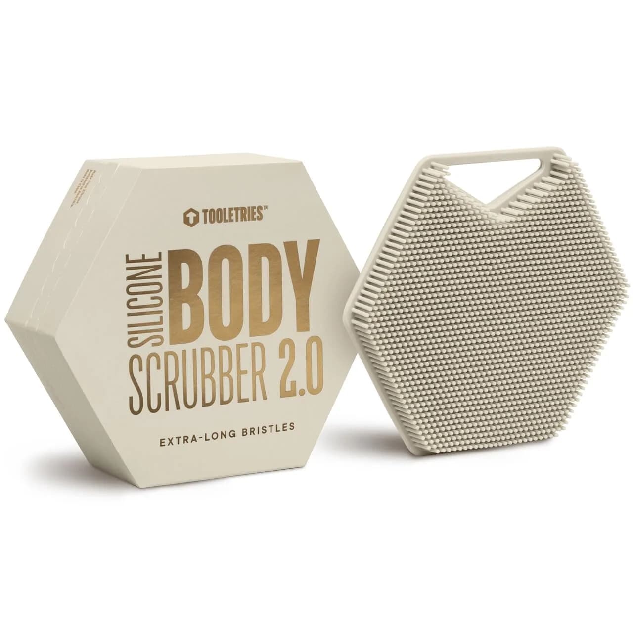 TOOLETRIES Silicone Body Scrubber 2.0 Charcoal | Longer Bristles for Deep Cleaning & Exfoliation — Sand