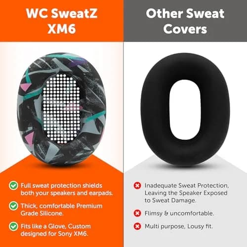 WC SweatZ XM6 Silicone Sweat Covers for Sony WH-1000XM6 | Sweatproof, Washable, Durable thumbnail 3