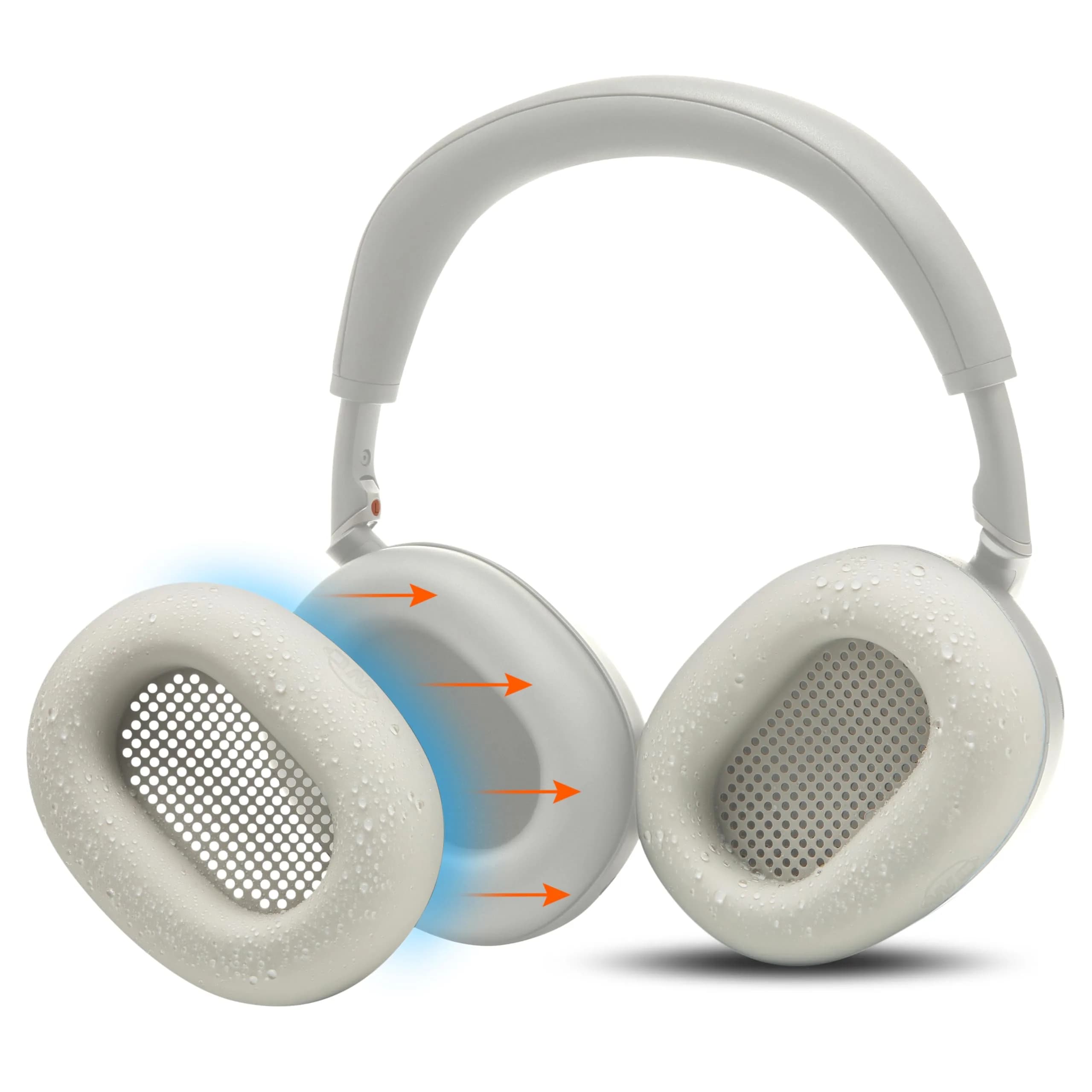 WC SweatZ XM6 Silicone Sweat Covers for Sony WH-1000XM6 | Sweatproof, Washable, Durable — Platinum Silver