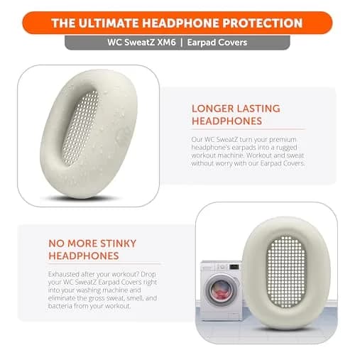 WC SweatZ XM6 Silicone Sweat Covers for Sony WH-1000XM6 | Sweatproof, Washable & Durable thumbnail 4