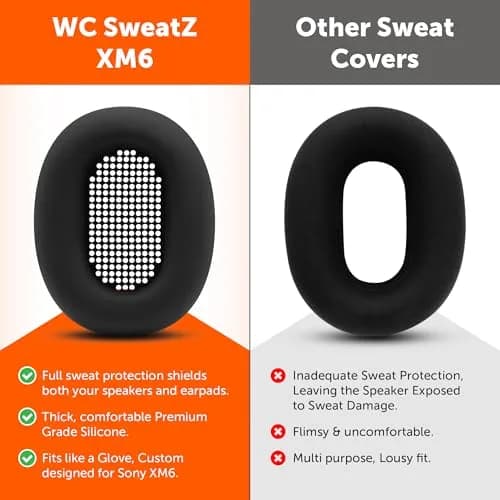 WC SweatZ XM6 Silicone Sweat Covers for Sony WH-1000XM6 | Sweatproof, Washable, Durable thumbnail 3