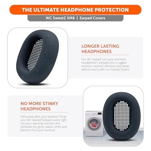 WC SweatZ XM6 Silicone Sweat Covers for Sony WH-1000XM6 | Sweatproof, Washable, Durable thumbnail 4