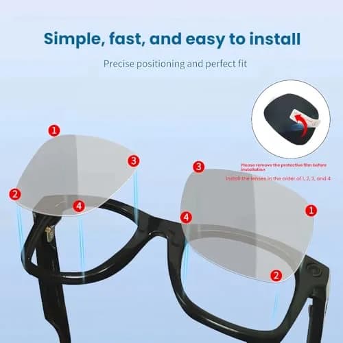 Harlafou Clear to Gray-Photochromatic Replacement Lenses for Ray-Ban Meta RW4008 Smart Glasses 53mm | Transition Lenses thumbnail 2
