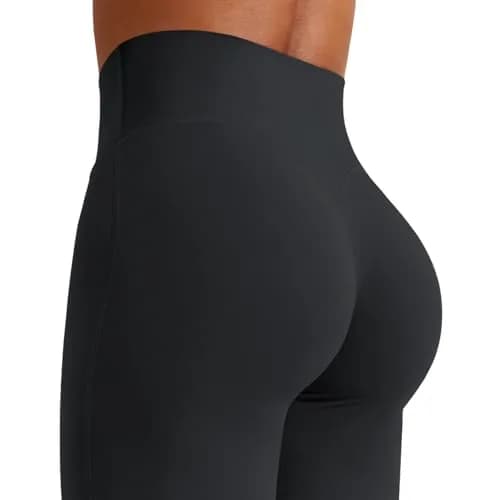 YEOREO Womens Straight Leggings 31.5" Inseam Black | High Waisted Gym Yoga Pants for Women thumbnail 7