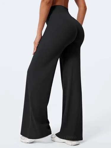 YEOREO Womens Straight Leggings 31.5" Inseam Black | High Waisted Gym Yoga Pants for Women thumbnail 2