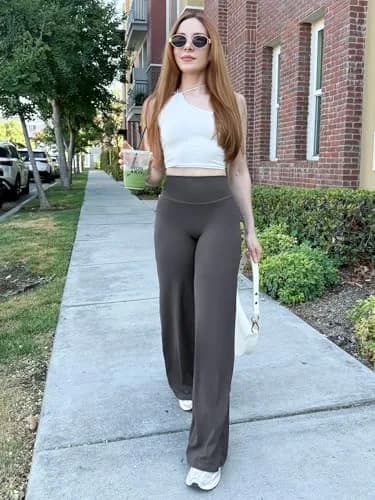 YEOREO Women's Straight Leggings 31.5" Inseam | High Waisted Yoga Pants for Gym & Casual Wear thumbnail 5