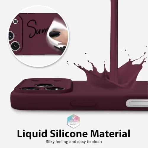 oakxco Liquid Silicone Case for iPhone 17 Pro Max/ 18 Pro Max 6.9 inch | Burgundy Matte Finish thumbnail 4