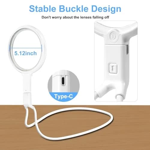 GABORISH Neck Magnifier Hands Free with Light, 10X 5.2 Inch Acrylic Lens | 36 LED Lights for Reading, Sewing, Crafts thumbnail 5