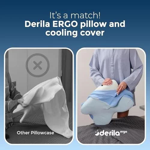Derila Ergo Cooling Pillowcase 54cm x 36cm x 1.2cm (21.25 x 14.17 x 4.72 in) | Breathable Nylon-Spandex Blend for Neck Support thumbnail 4