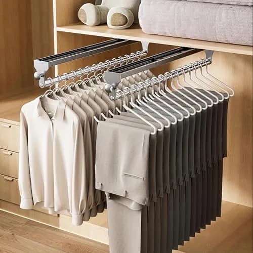 CICUFY Pull Out Closet Rod 40cm (15.7 inch) | Heavy Duty Pants Rack with Smooth Operation thumbnail 7