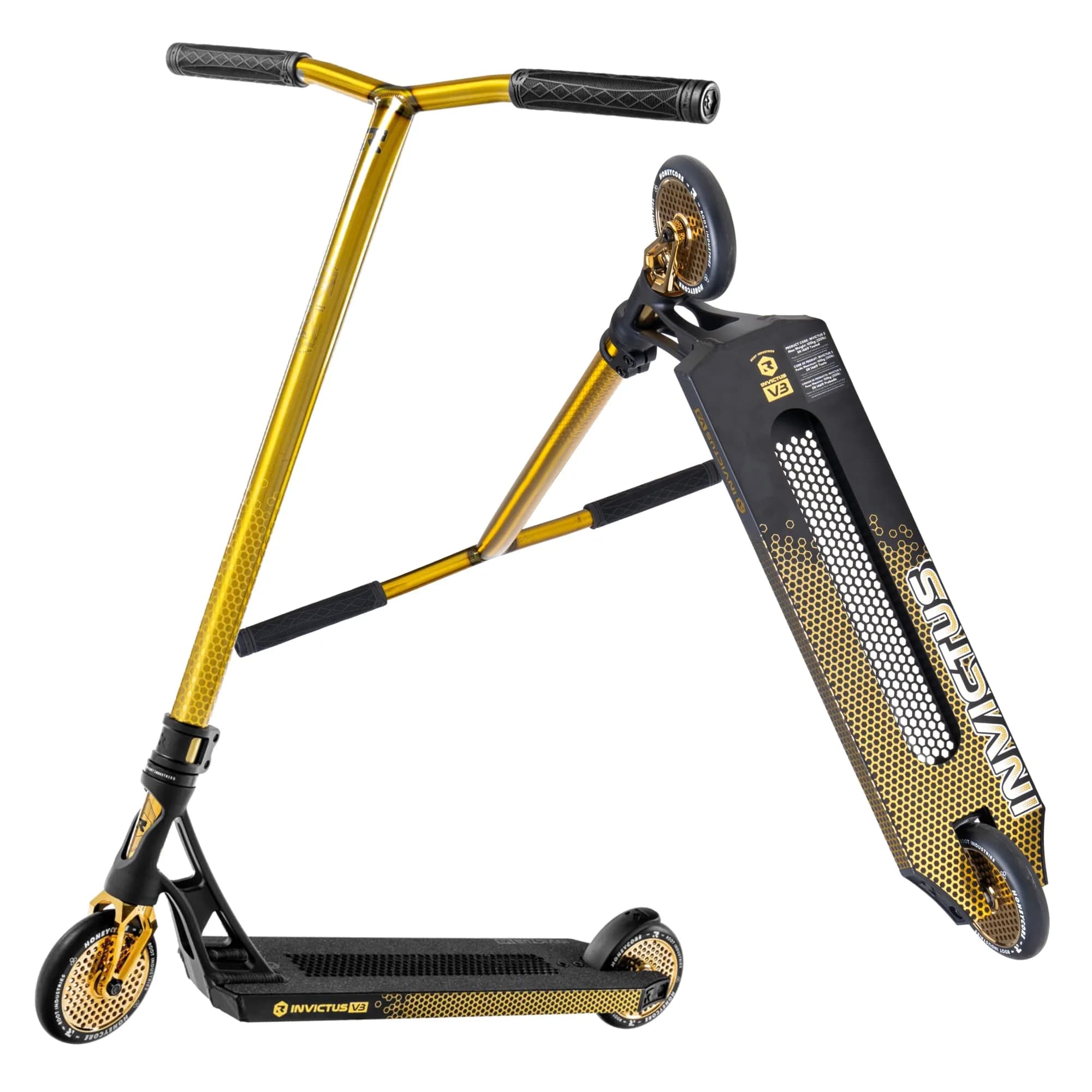 Root Industries Invictus Complete Pro Scooter – 120mm Honeycore Wheels, Chromolite Bars, HIC Compression & Cut-Out Deck | Pro Stunt Scooter for Adults & Kids — Burnt Gold