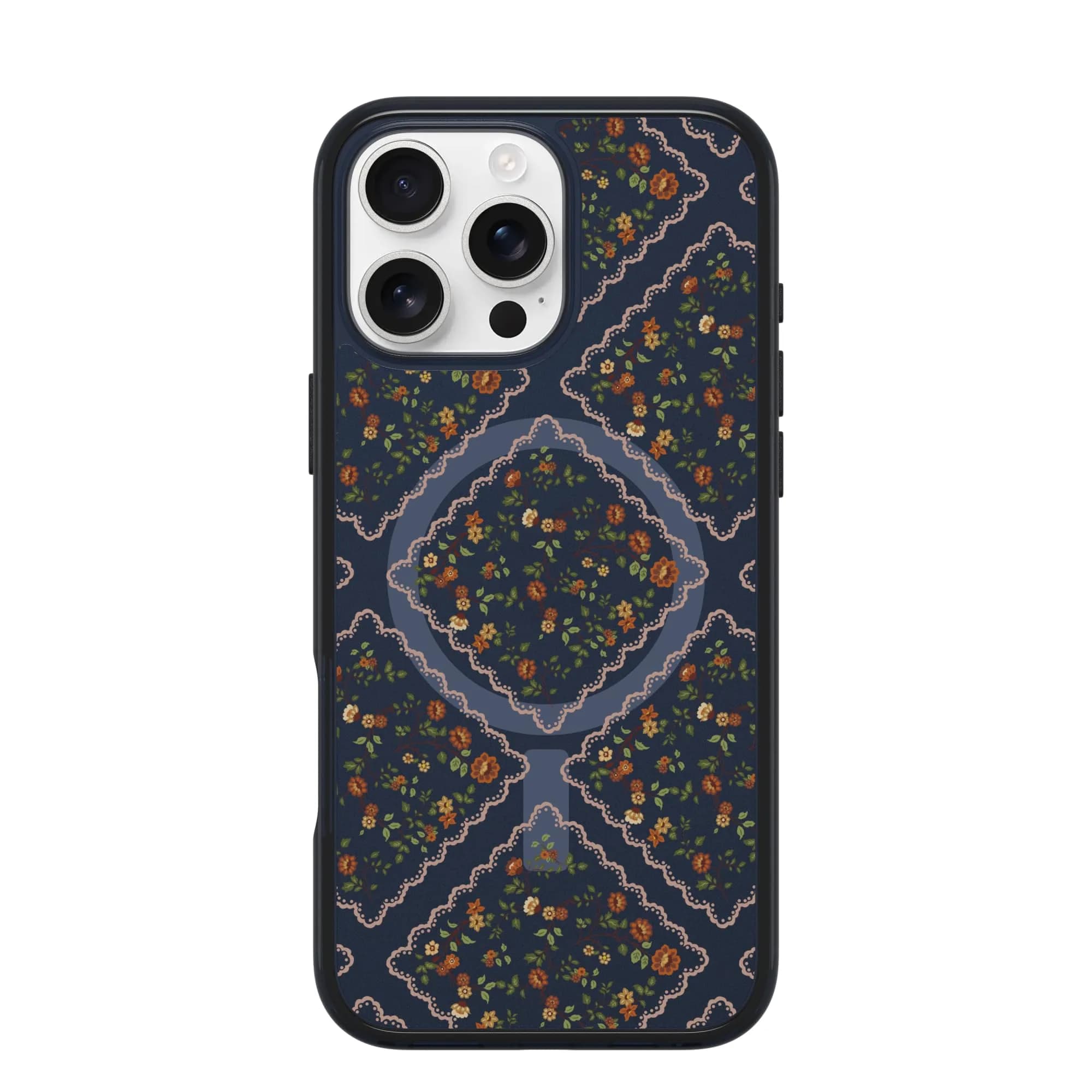 OtterBox iPhone 16 Pro Max Symmetry Series Clear Case - Blue Floral | Slim, Drop-Proof & MagSafe Compatible - main product image