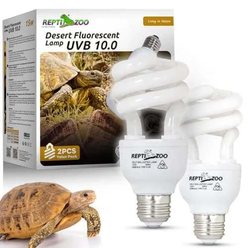 REPTI ZOO 15W UVA UVB Reptile Light Bulb 10.0 2-Pack | Simulates Tropical Sunlight for Bearded Dragons, Tortoises, Lizards, Snakes thumbnail 1
