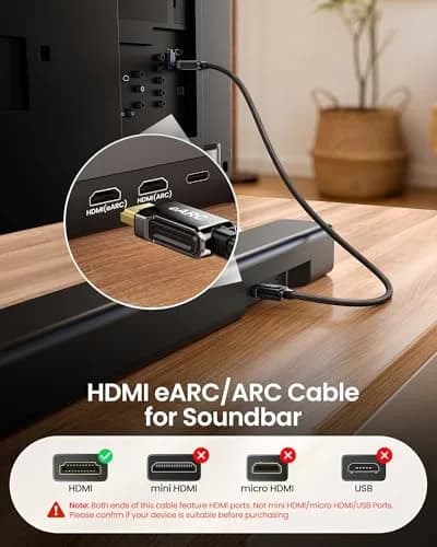 Silkland 8K HDMI 2.1 Cable 10ft (3.05m) | Ultra High-Speed 48Gbps, ARC/eARC, 120Hz thumbnail 2