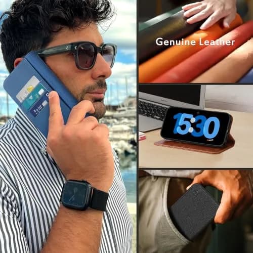 SHIELDON Genuine Leather Wallet Case for iPhone 18 Pro/17 Pro | RFID Blocking & Shockproof (6.3") thumbnail 9