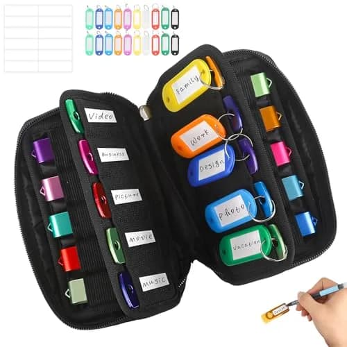 vellgo USB Flash Drive Case Organizer with 20 Slots & Labels, Black | Holds Thumb Drives & Accessories thumbnail 2