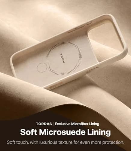 TORRAS Q3 Silicone 360 Spin Case for iPhone 17 Pro 6.3'' | MagSafe Compatible, Magnetic Ring Kickstand, Liquid Silicone Rubber, Dune Beige thumbnail 8