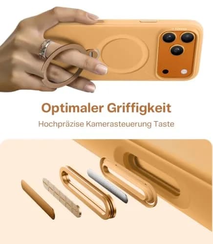 TORRAS Q3 Silicone 360 Spin Case for iPhone 17 Pro 6.3'' | MagSafe Compatible, Liquid Silicone Rubber, Pastel Orange thumbnail 5