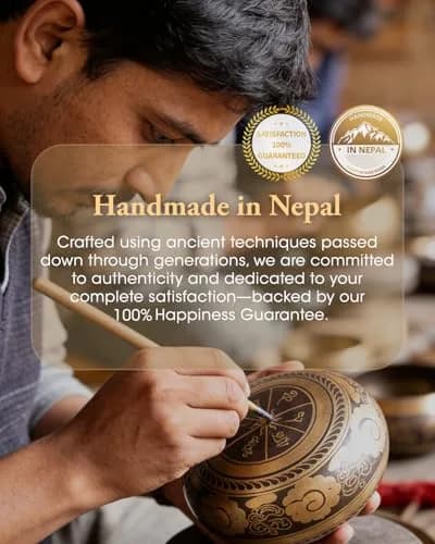 Relaehih Tibetan Singing Bowl Set 5 Inch | Authentic Nepal Hand-Hammered Meditation Chakra Sound Bowl with Mallet & Cushion thumbnail 5