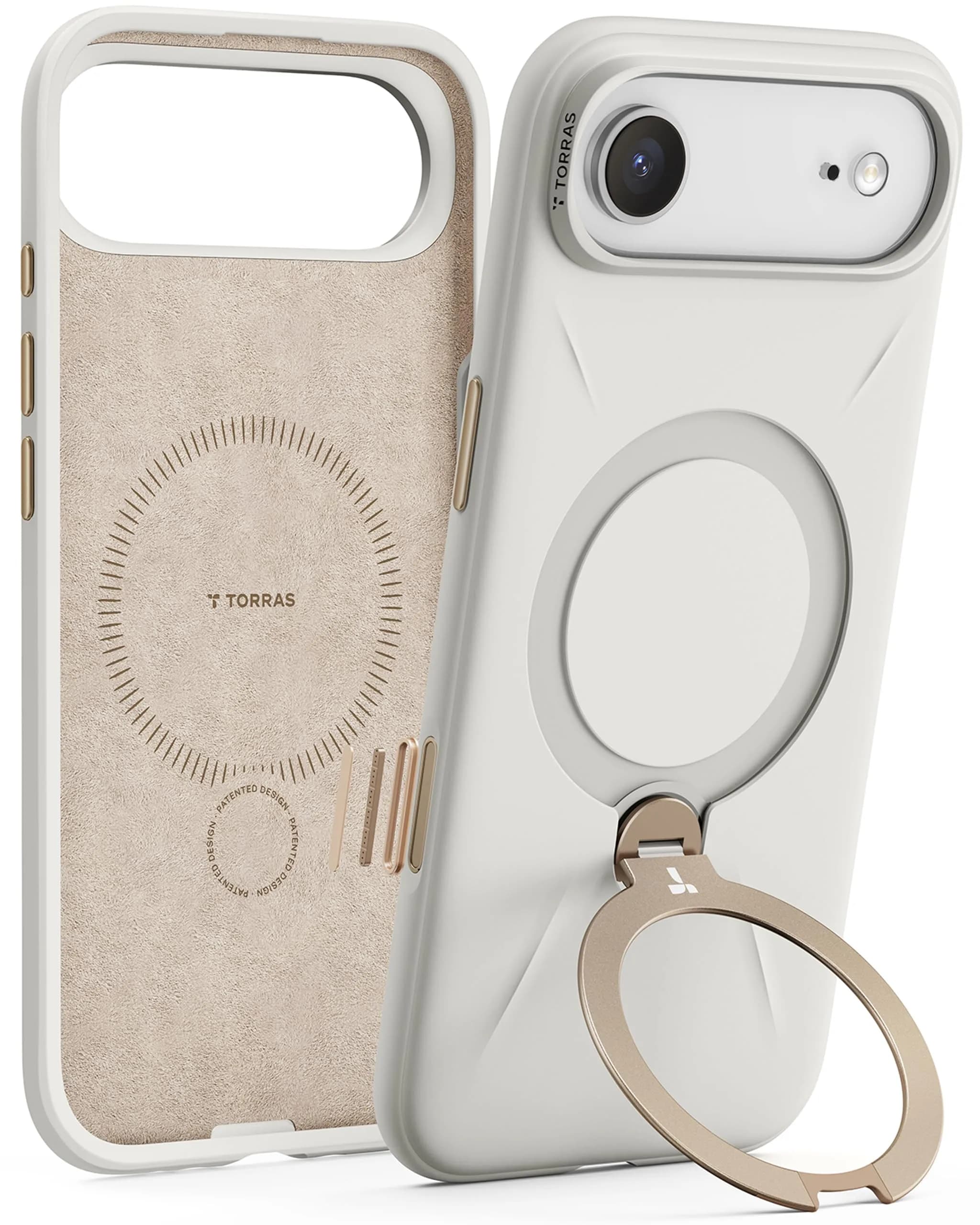 TORRAS Q3 Silicone for iPhone Air Case with Stand, 6.5'' Liquid Silicone Rubber, MagSafe Compatible, 360° Spin, Light Ivory - main product image