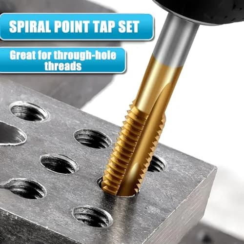 Saipe 7pcs M2-M6 Metric Spiral Point Tap Set with Titanium Coating | HSS 6542 Machine Screw Taps thumbnail 5