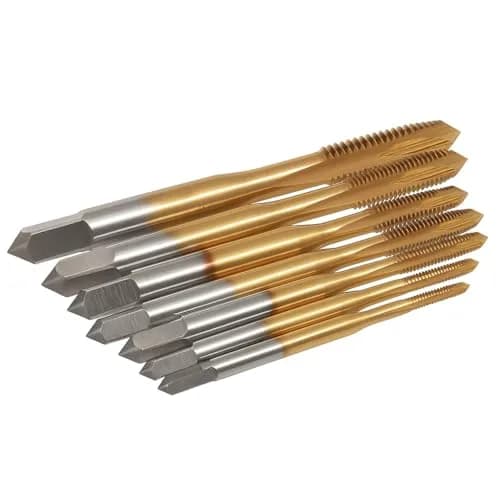 Saipe 7pcs M2-M6 Metric Spiral Point Tap Set with Titanium Coating | HSS 6542 Machine Screw Taps thumbnail 7