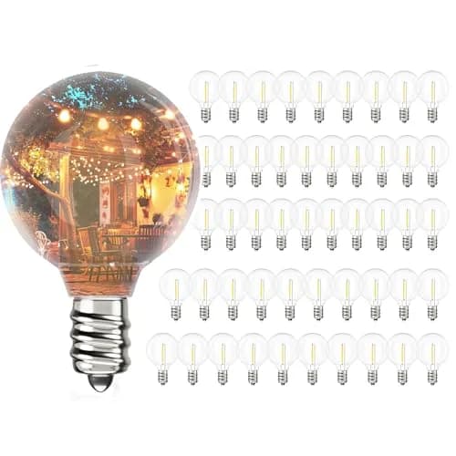Svater 75 Pack G40 LED Replacement Bulb E12 Screw Base | Warm White, Dimmable, Plastic, Indoor/Outdoor thumbnail 1