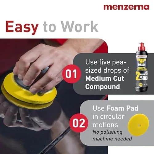 menzerna Medium Cut Polish 2500 | Abrasive Compound for Scratch Repair | 16 fl oz (473 ml) thumbnail 4