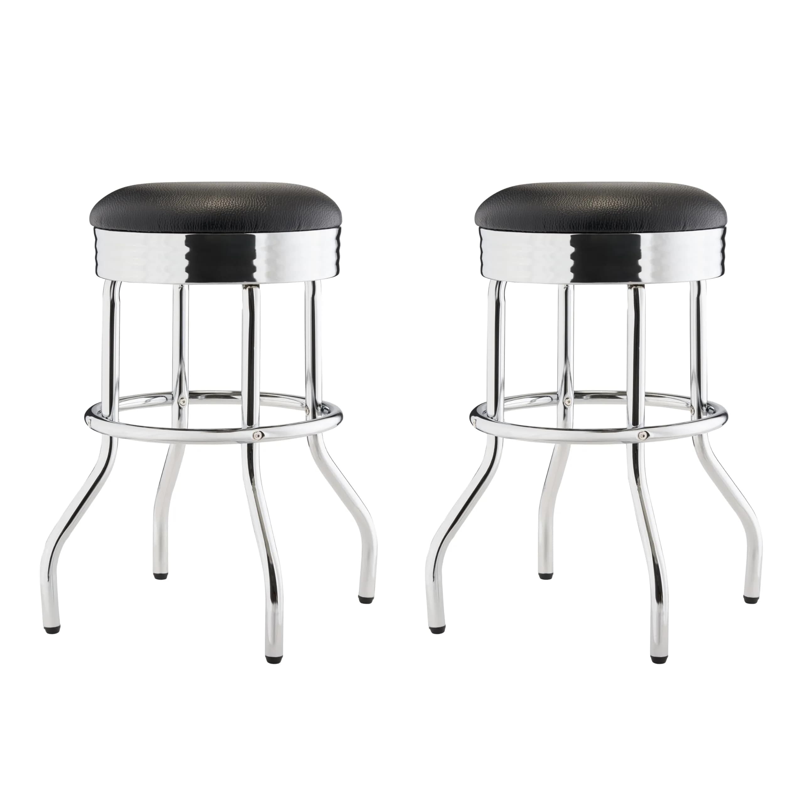 TRINITY Heavy Duty 25 Inch Backless Swivel Bar Stool, Black Seat | Stylish, Supports 300 lbs, Indoor Use - main product image