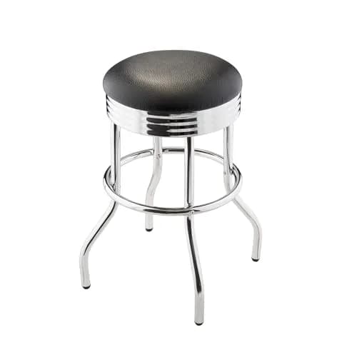 TRINITY Heavy Duty 25 Inch Backless Swivel Bar Stool, Black Seat | Stylish, Supports 300 lbs, Indoor Use thumbnail 5