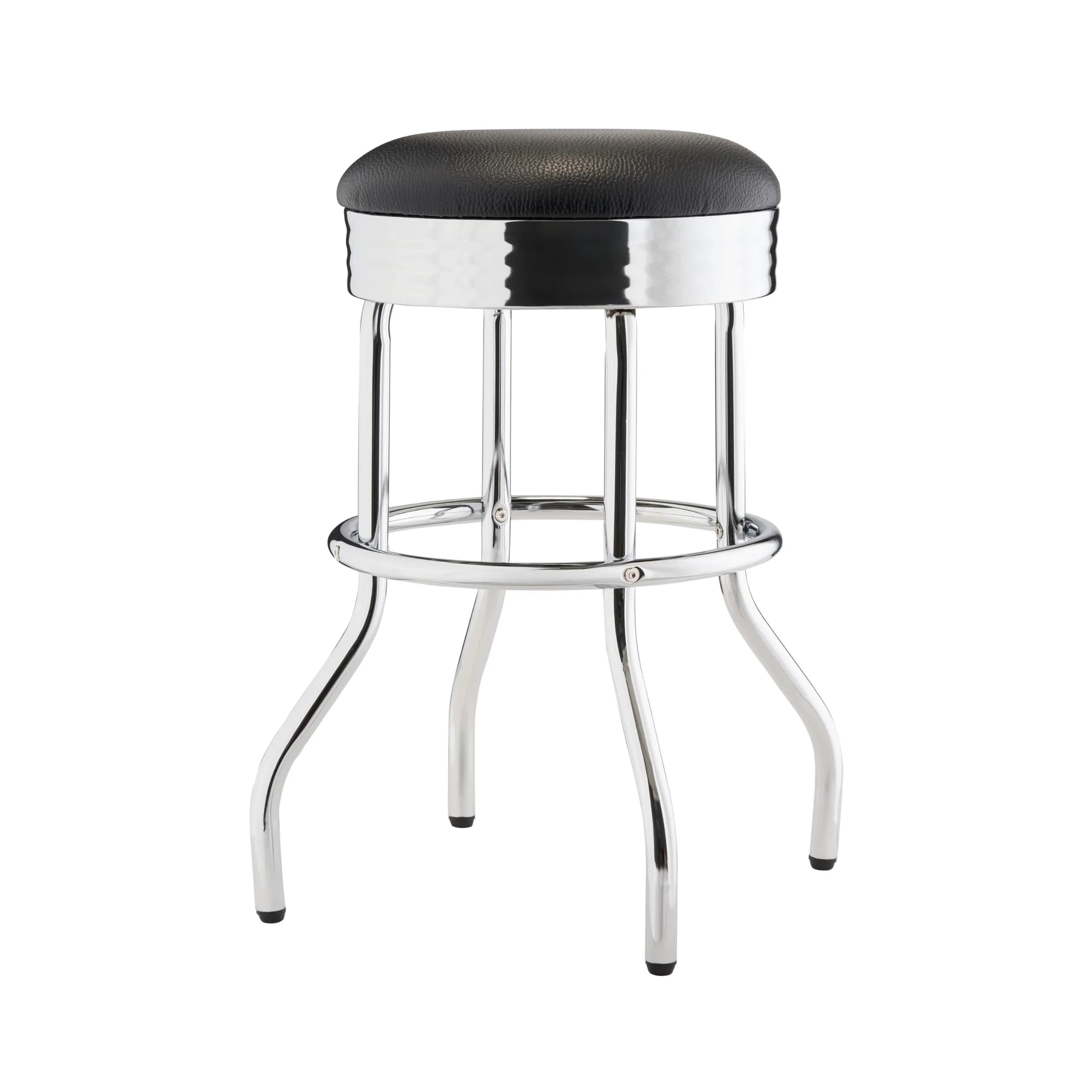 TRINITY Heavy Duty 25 Inch Backless Swivel Bar Stool, Black Seat | Stylish, Supports 300 lbs, Indoor Use - main product image