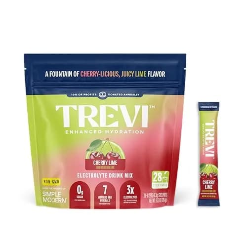 TREVI Electrolytes Powder Packets Cherry Lime 28 Servings | Hydration Rich in Vitamins & Minerals thumbnail 1