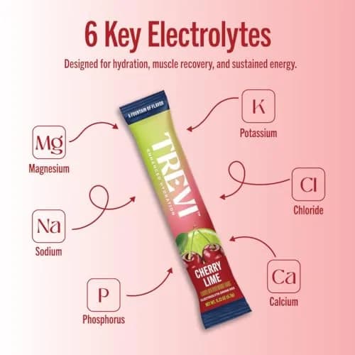 TREVI Electrolytes Powder Packets Cherry Lime 28 Servings | Hydration Rich in Vitamins & Minerals thumbnail 3