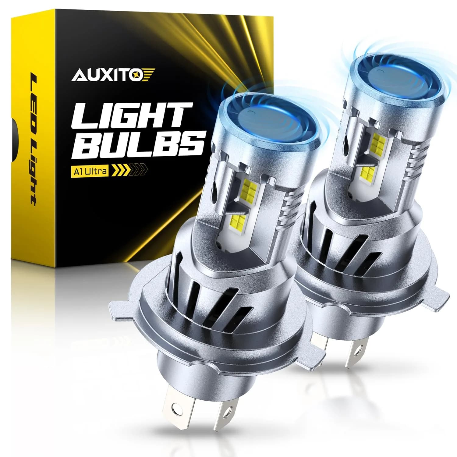 AUXITO H4 LED Bulb 9003 48000LM 6000K Cool White | Dual Turbo Cooling Fan, 99% Vehicle Fit