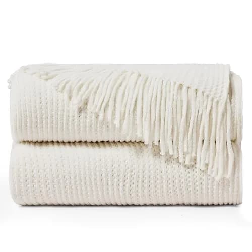 inhand Knitted Throw Blanket 50"x60" | Soft Chenille Woven Boho Decor thumbnail 1