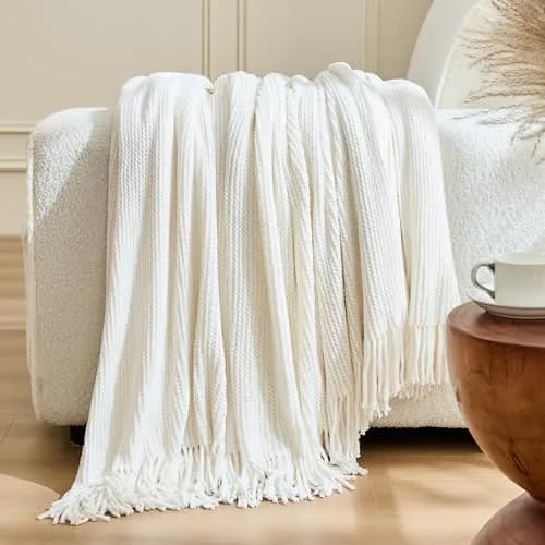 inhand Knitted Throw Blanket 50"x60" | Soft Chenille Woven Boho Decor thumbnail 3