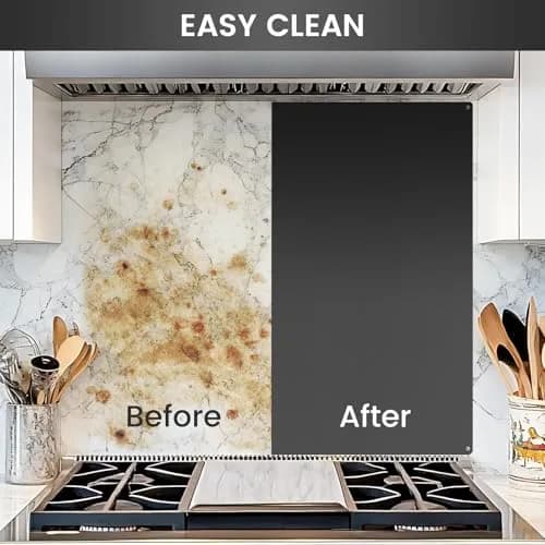VENFAN Black Stainless Steel Backsplash Panel 75cm x 75cm (29.5" x 29.5") | Matte Finish Kitchen Wall Splatter Guard thumbnail 7