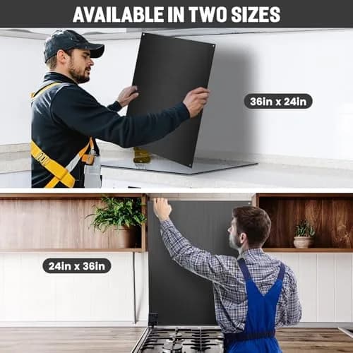 VENFAN 35.4" x 24" Black Stainless Steel Backsplash Panel | Protects Kitchen Walls from Grease & Stains thumbnail 8