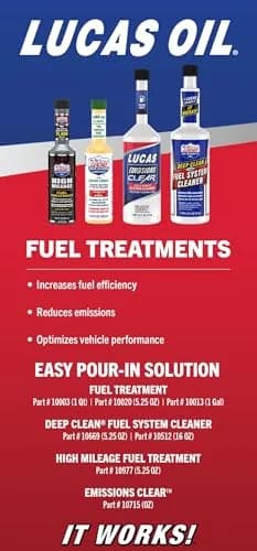 Lucas Oil High Mileage Fuel Treatment 5.25oz (156ml) Bottles - Pack of 6 | Restores Power & MPG thumbnail 5